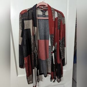 EUC Ali Miles 1X Open Weave Mixed Print Jacket